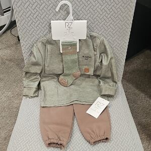 Rachel Zoe Green and Brown Kids Matching Set
